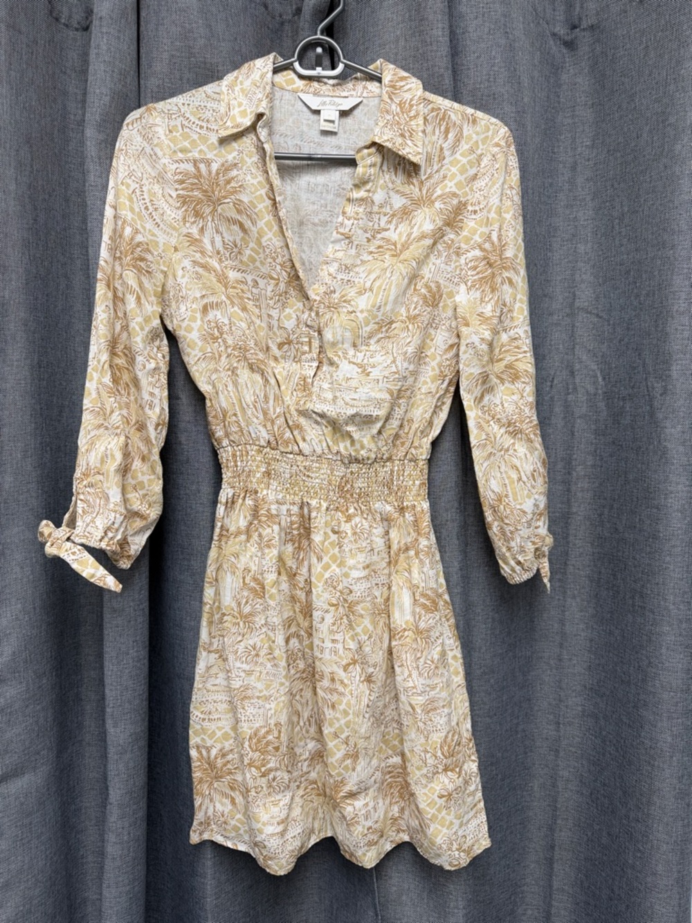 Lilly Pulitzer Beige Palm-Print Mini Dress